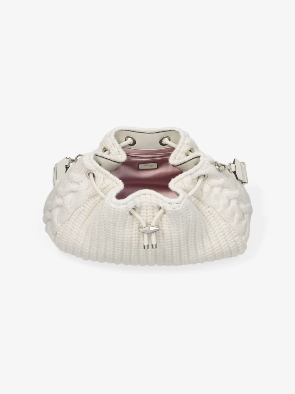 Jimmy Choo Cinch Medium Latte Knitted Wool Shoulder Bag, another view