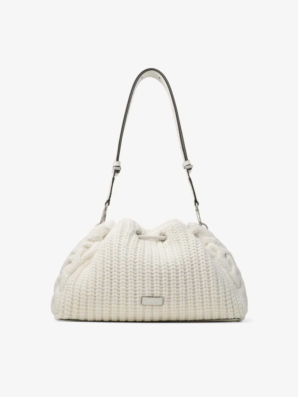 Jimmy Choo Cinch Medium Latte Knitted Wool Shoulder Bag, another view