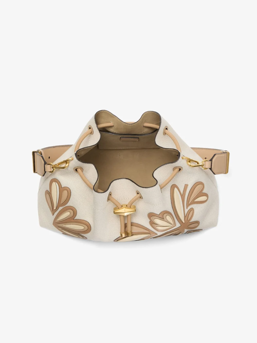 Jimmy Choo Cinch Medium Natural and Chai Recycled Canvas Shoulder Bag with Intarsia Appliqué, another view