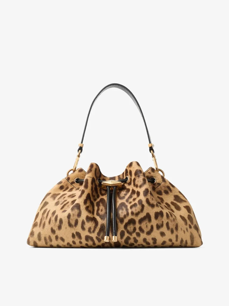 Jimmy Choo Cinch Medium Natural Leopard Print Pony Shoulder Bag