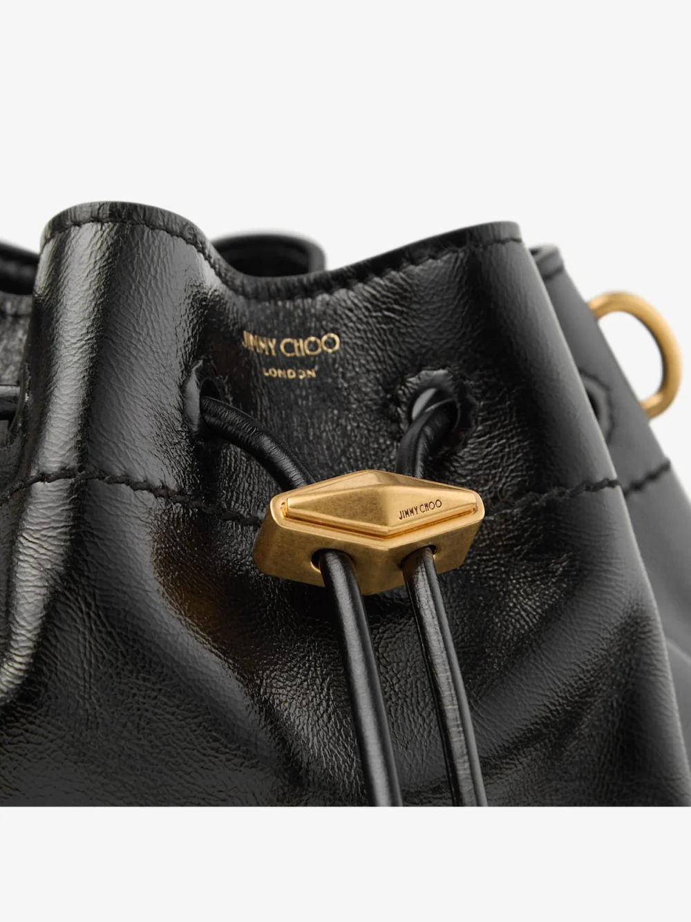 Jimmy Choo Cinch Small Black Soft Shiny Biker Leather Shoulder Bag, another view