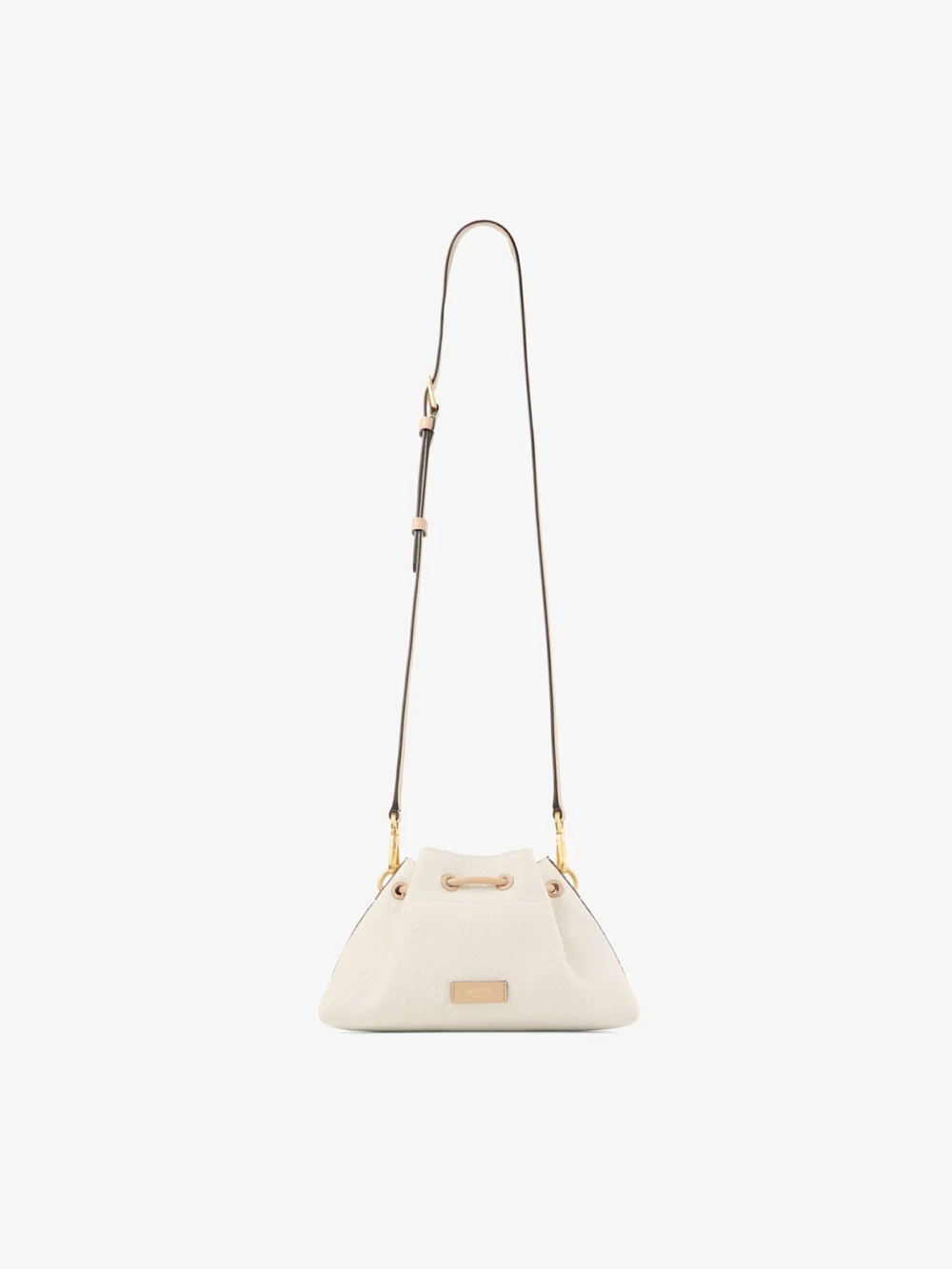 Jimmy Choo Cinch Small Natural and Chai Recycled Canvas Shoulder Bag with Intarsia Appliqué, another view