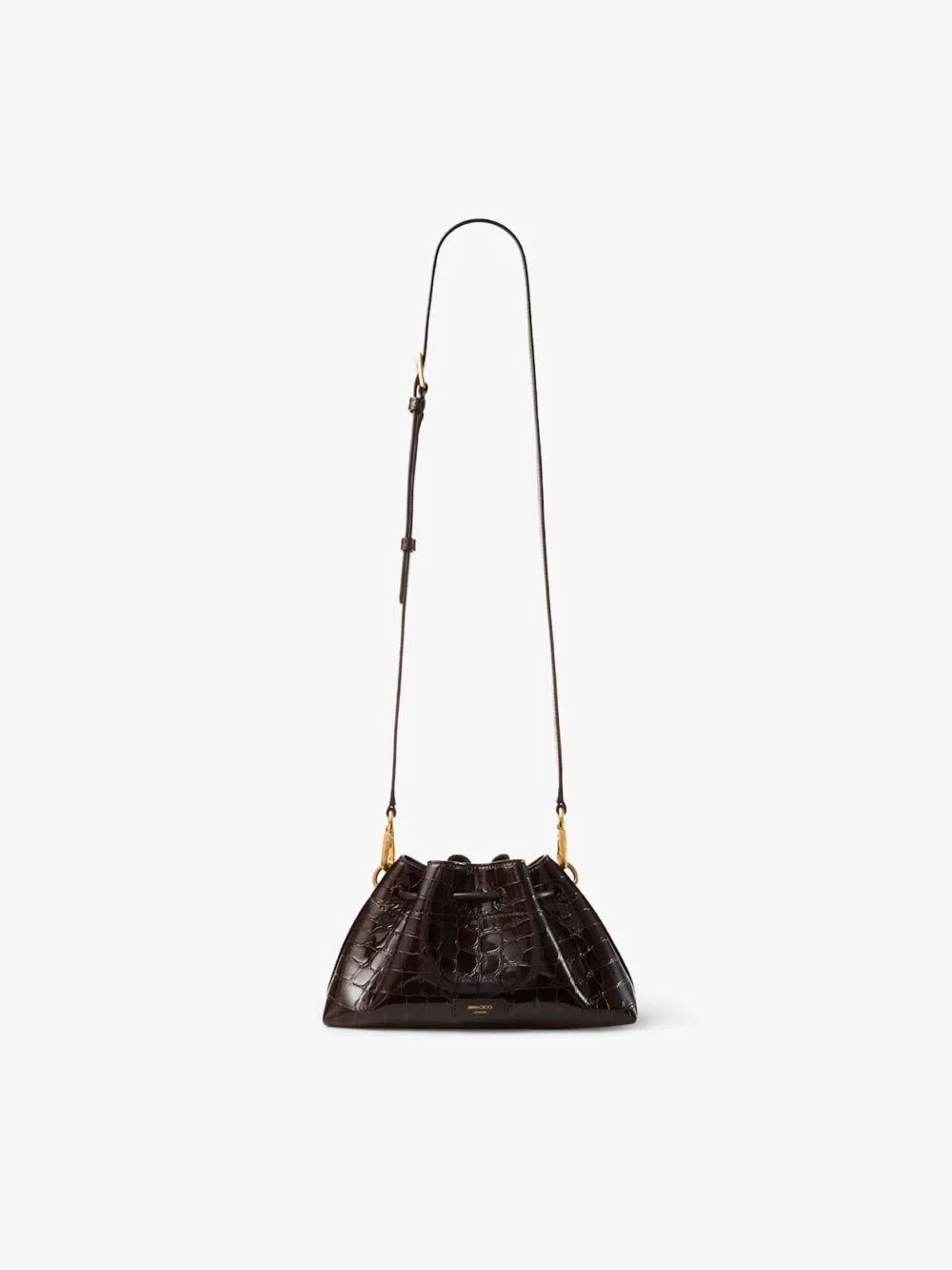 Jimmy Choo Cinch Small Sambuco Shiny Croc Embossed Leather Shoulder Bag, another view