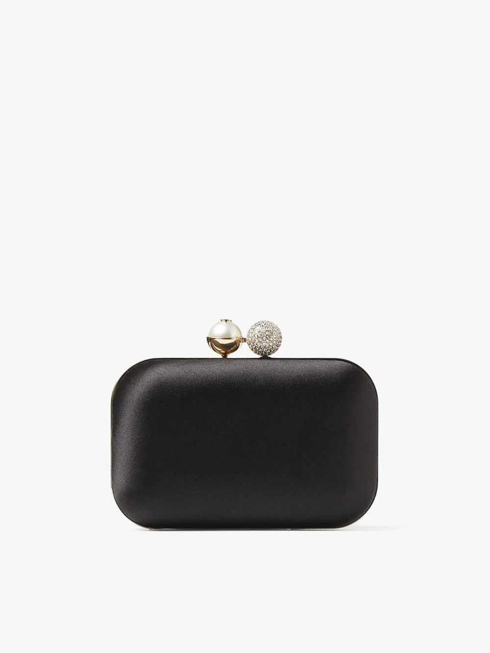 Jimmy Choo Cloud Black Satin Clutch Bag with Pearl and Crystal Clasp, another view