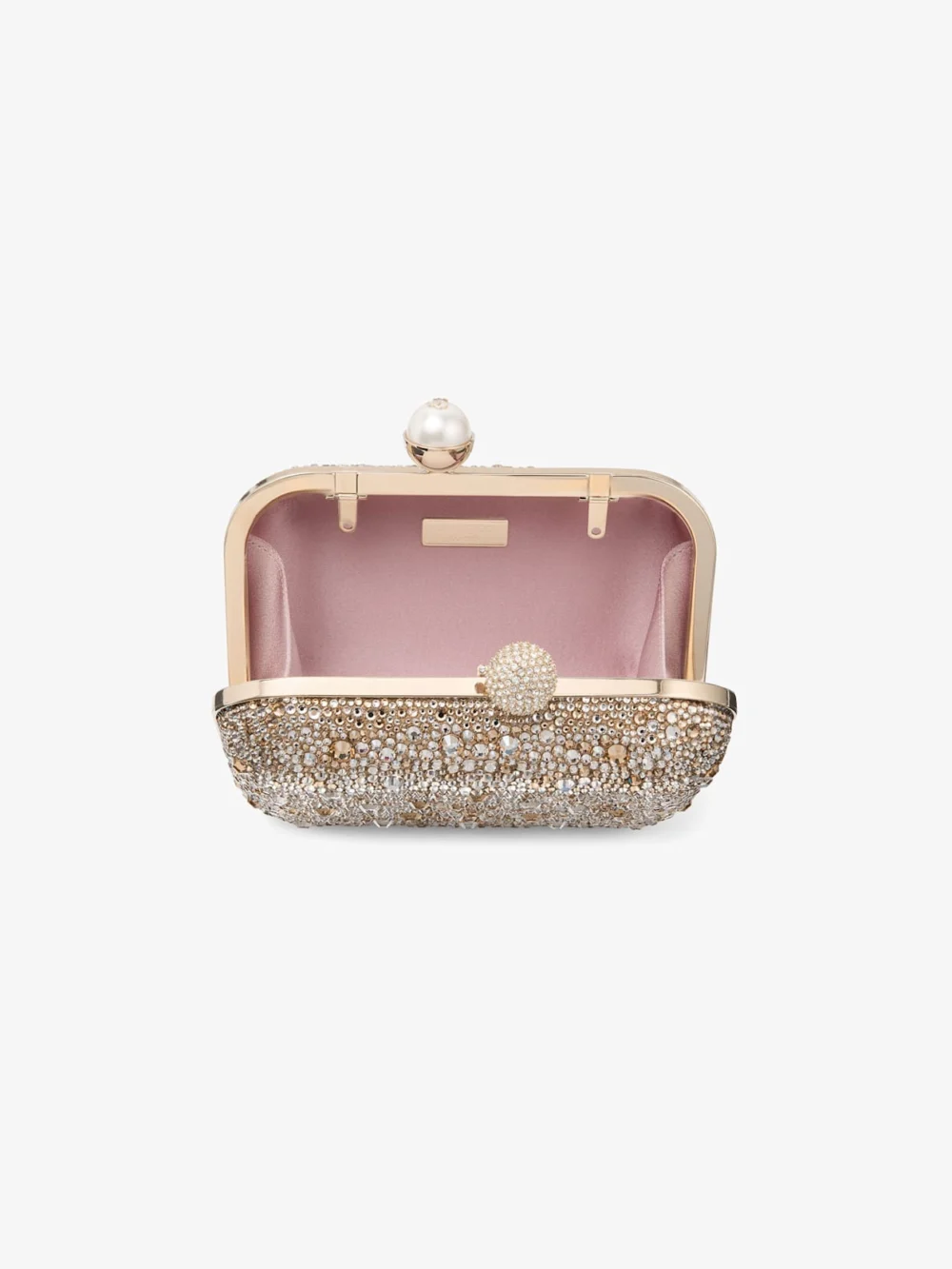 Jimmy Choo Cloud Crystal Embellished Satin Clutch Bag with Pearl Sphere Clasp, another view