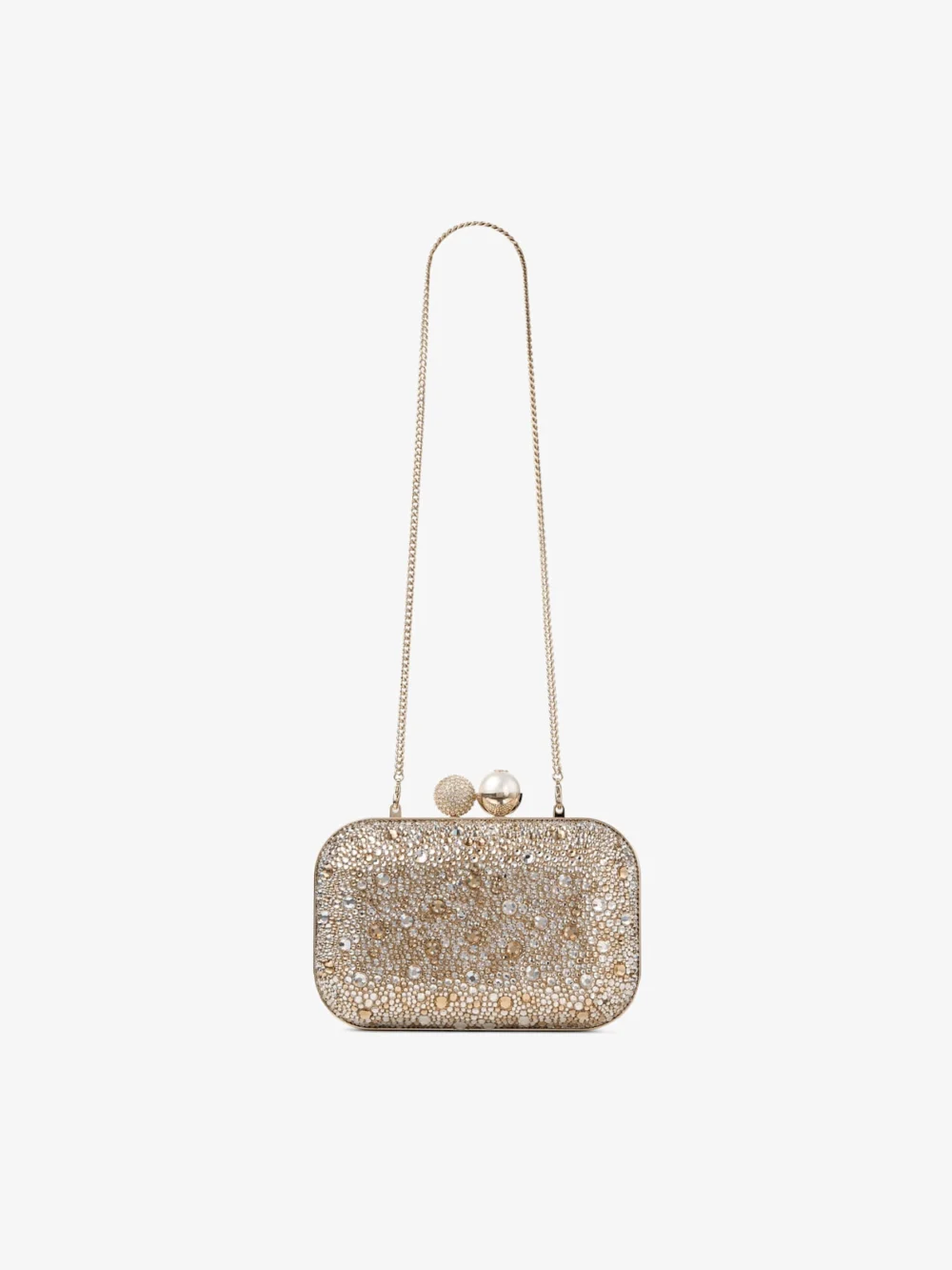 Jimmy Choo Cloud Crystal Embellished Satin Clutch Bag with Pearl Sphere Clasp, another view
