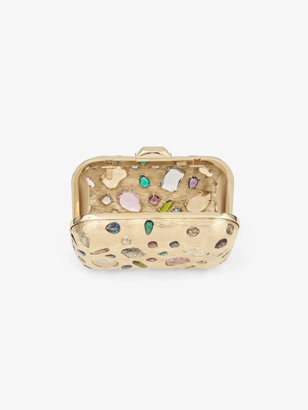 Jimmy Choo Cloud Gold and Multi Textured Metal and Crystal Clutch Bag with Cube Clasp, another view