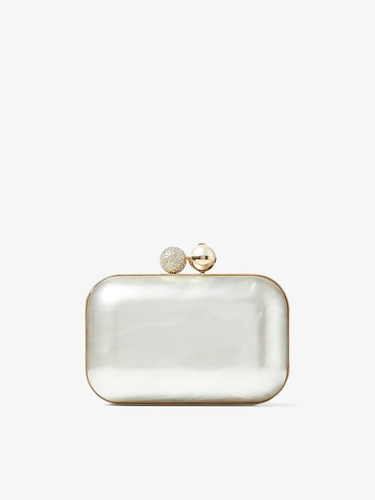 Jimmy Choo Cloud Ivory Mother of Pearl Clutch Bag with Crystal Clasp