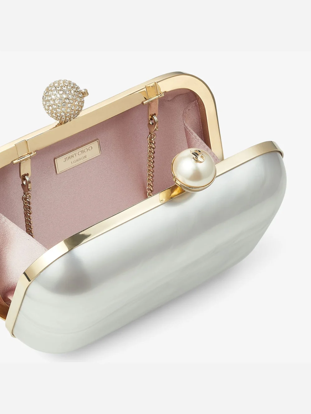 Jimmy Choo Cloud Ivory Mother of Pearl Clutch Bag with Crystal Clasp, another view