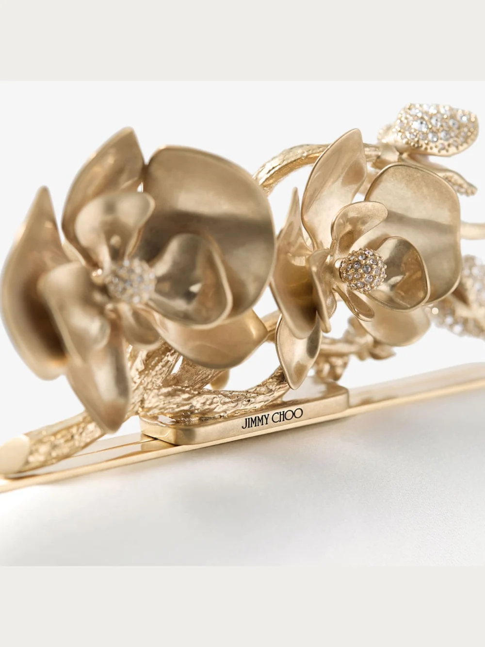 Back view of the Jimmy Choo Cloud Ivory Satin Clutch Bag