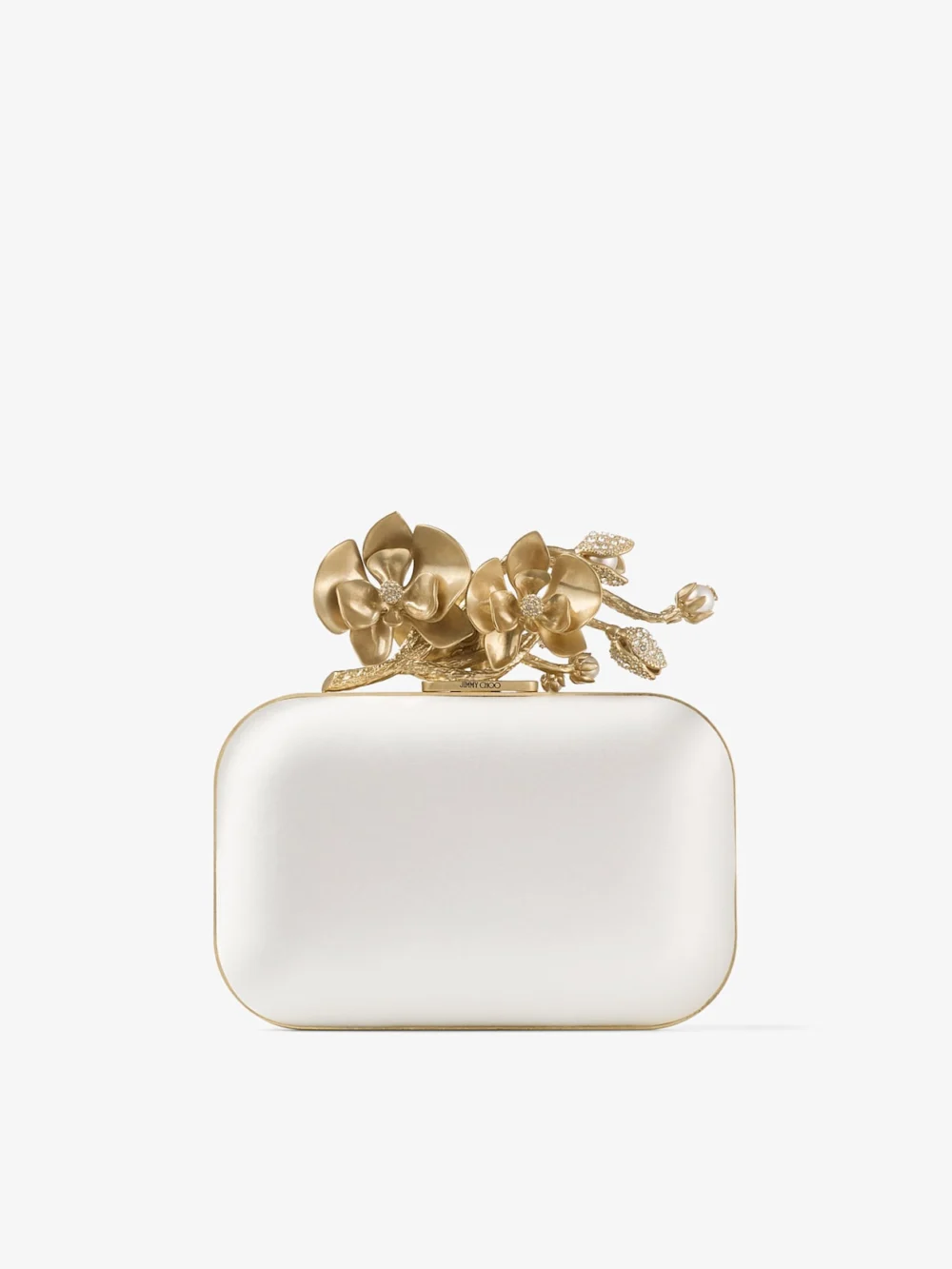 Jimmy Choo Cloud Ivory Satin Clutch Bag in neutral