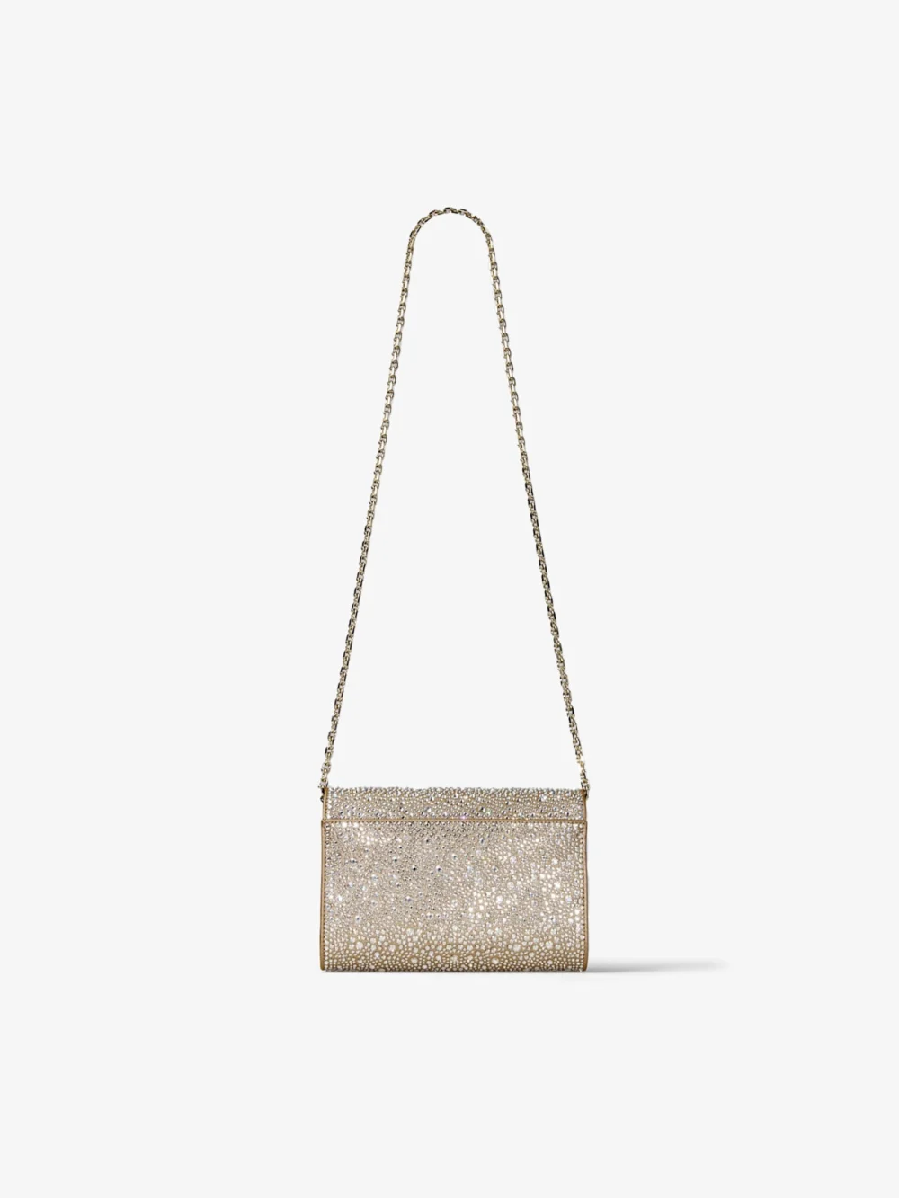 Jimmy Choo Curve Clutch Gold Shimmer Suede Clutch Bag with Hotfix Crystals, another view