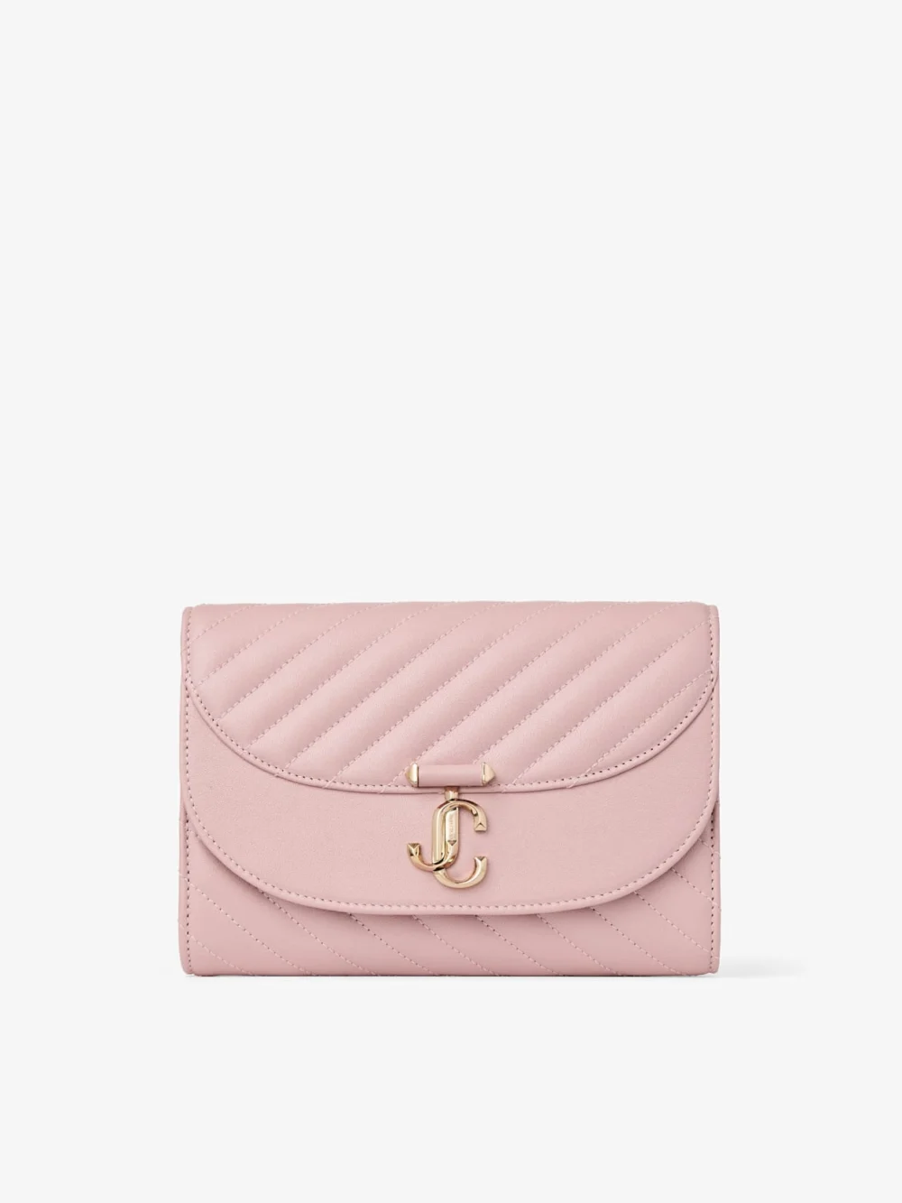 Jimmy Choo Curve Clutch Rose Quilted Biker Leather Clutch Bag in rose
