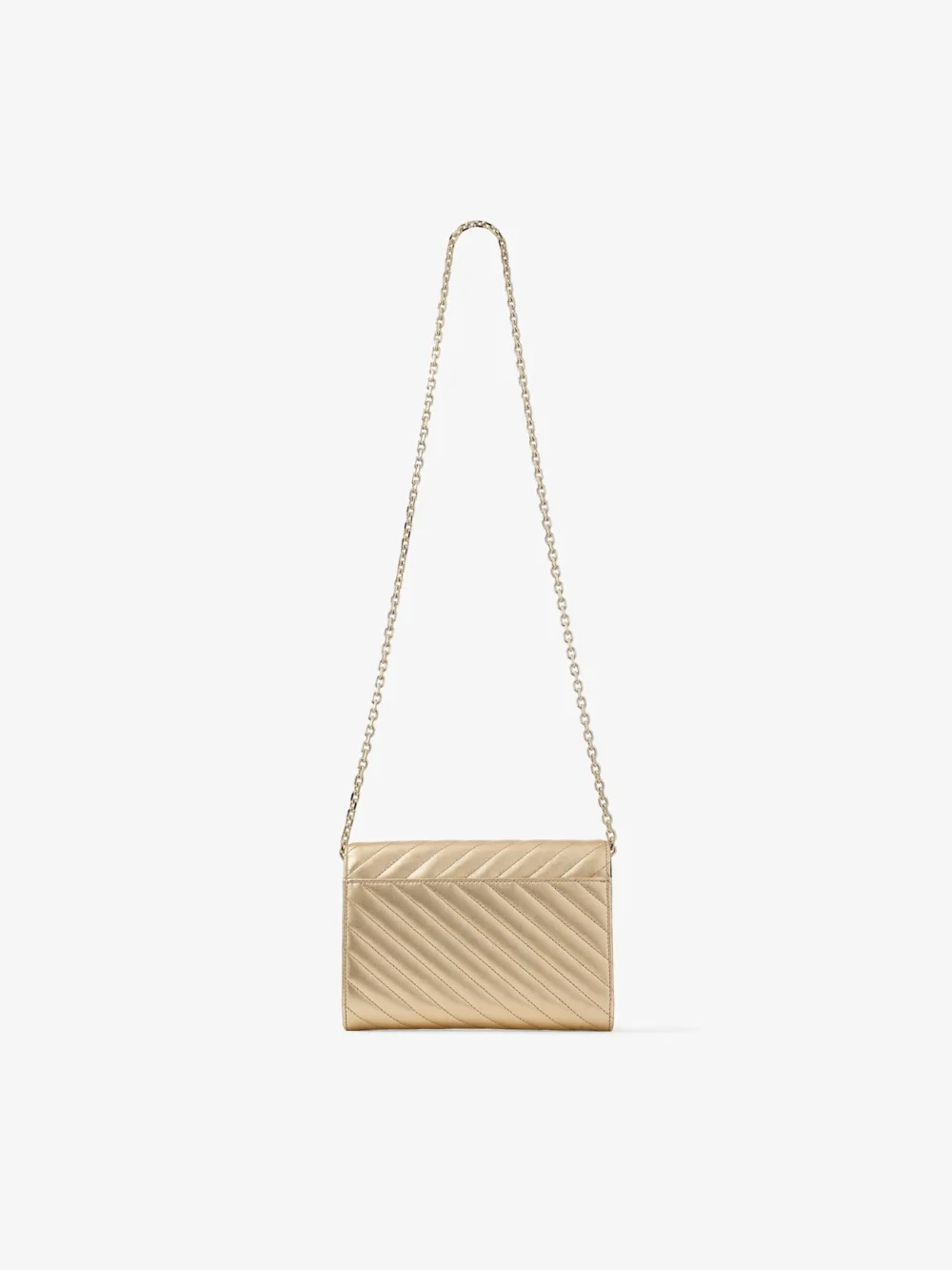 Jimmy Choo Curve Clutch Shiny Gold Quilted Metallic Leather Clutch with Chain, another view