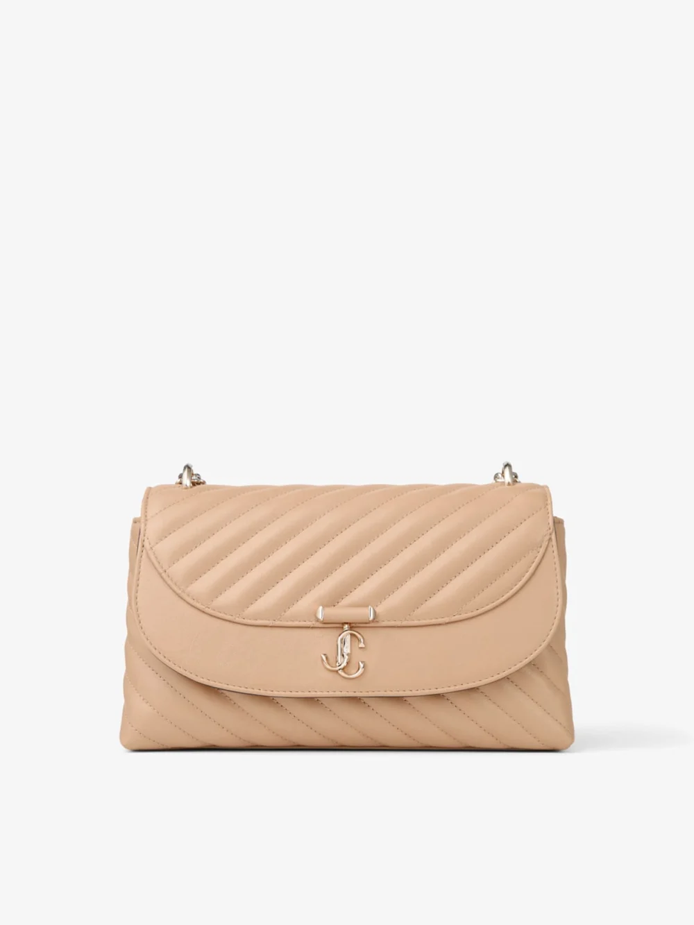 Jimmy Choo Curve Cross Body Medium Chai Quilted Biker Leather Crossbody Bag in chai
