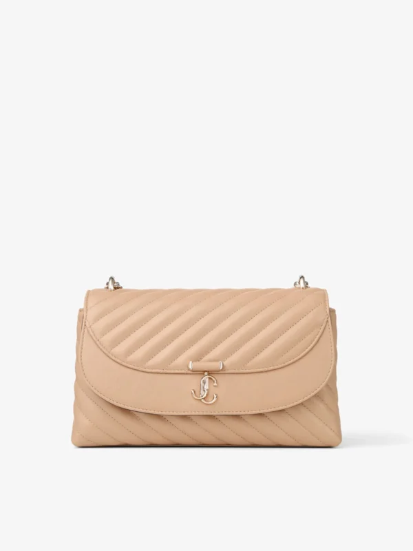Jimmy Choo Curve Cross Body Medium Chai Quilted Biker Leather Crossbody Bag