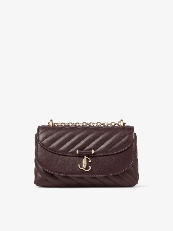 Jimmy Choo Curve Crossbody Small Deep Merlot Quilted Biker Leather Crossbody Bag
