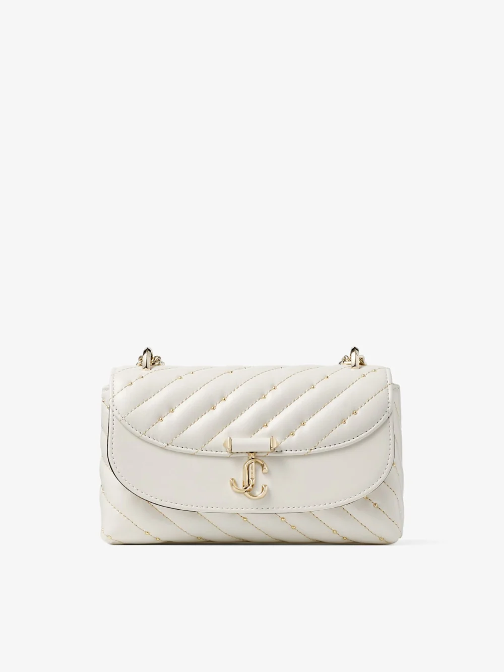 Jimmy Choo Curve Crossbody Small Latte Quilted Nappa Leather Crossbody Bag in latte