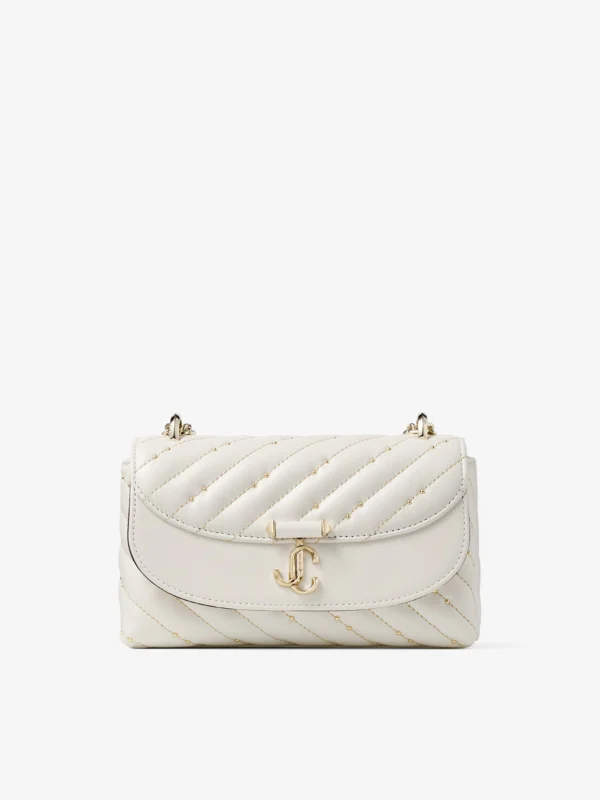 Jimmy Choo Curve Crossbody Small Latte Quilted Nappa Leather Crossbody Bag