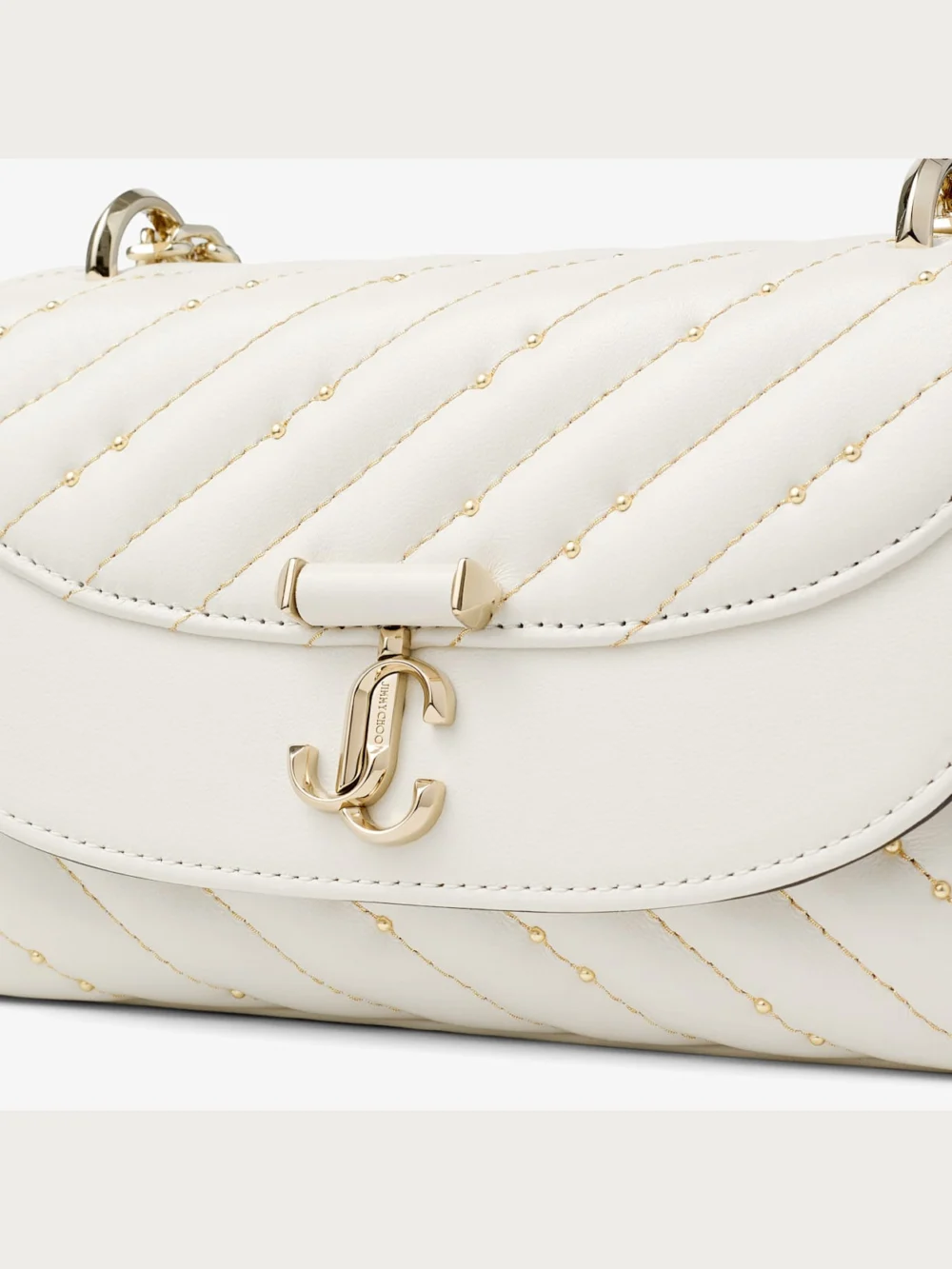 Jimmy Choo Curve Crossbody Small Latte Quilted Nappa Leather Crossbody Bag, another view