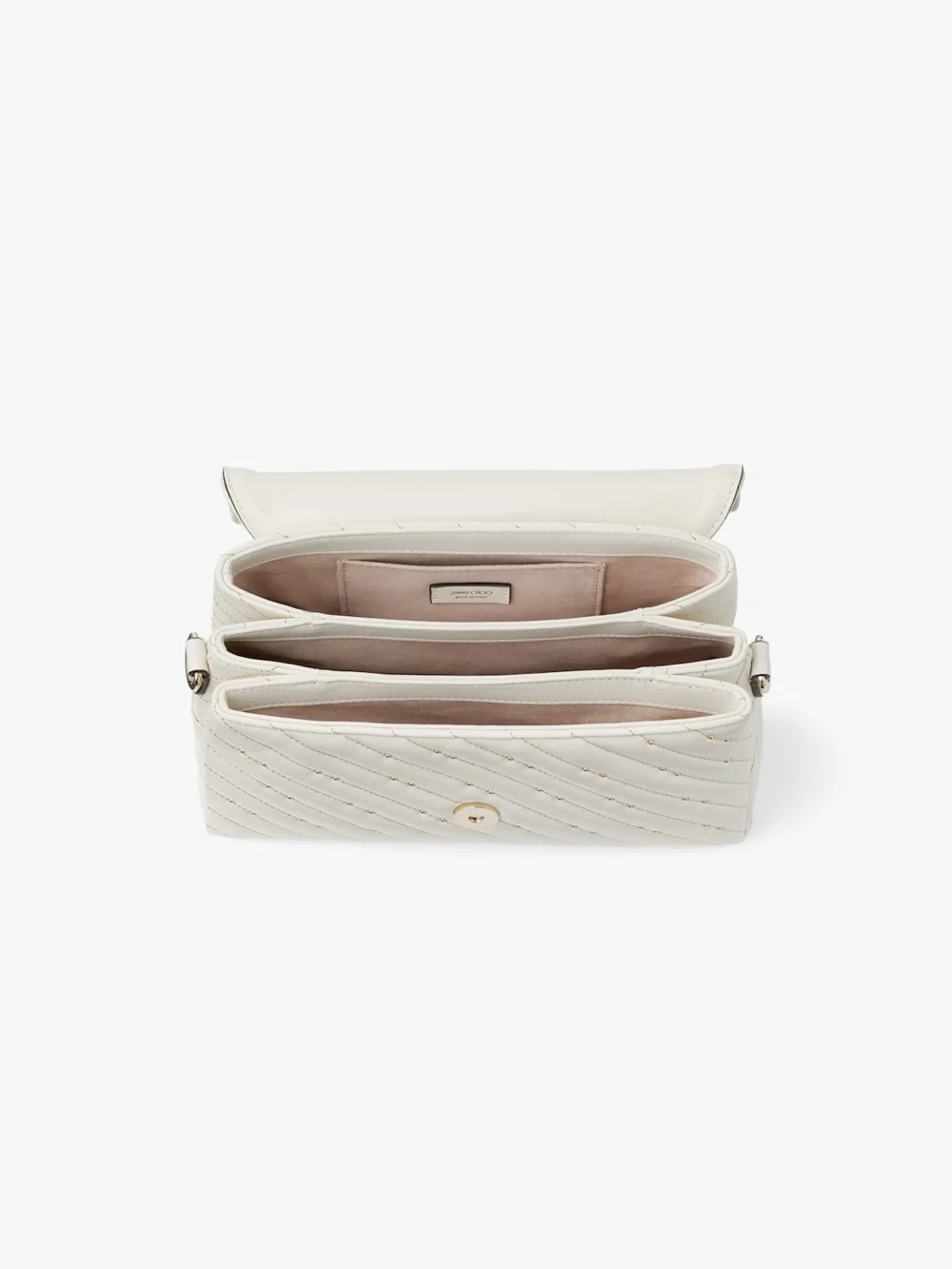 Jimmy Choo Curve Top Handle Latte Quilted Nappa Leather Top Handle Bag with Pearl Detail, another view