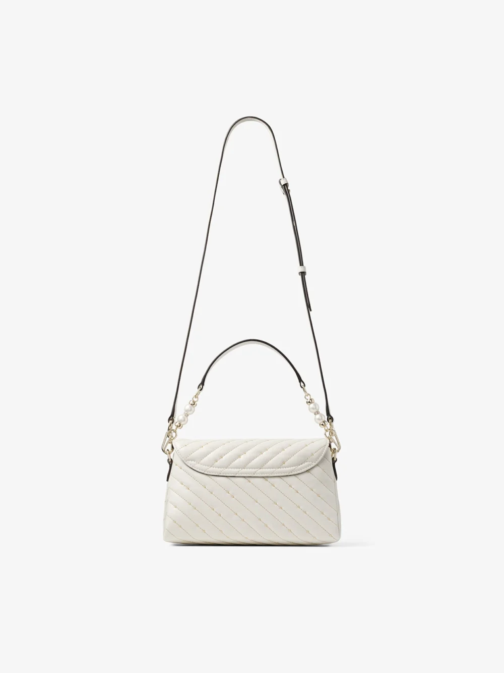 Jimmy Choo Curve Top Handle Latte Quilted Nappa Leather Top Handle Bag with Pearl Detail, another view