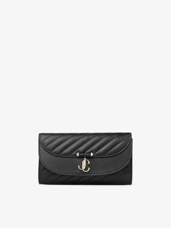 Jimmy Choo Curve Wallet with Chain Black Quilted Biker Leather Wallet with Chain