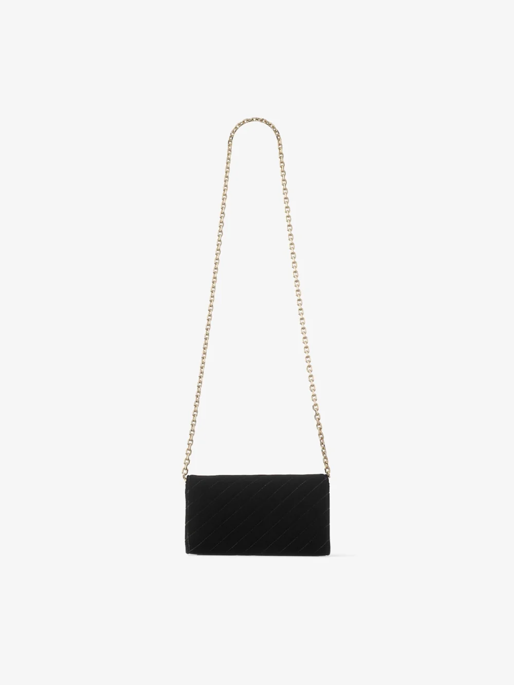 Jimmy Choo Curve Wallet with Chain Black Quilted Velvet Mini Bag with Crystal Jc Bar, another view
