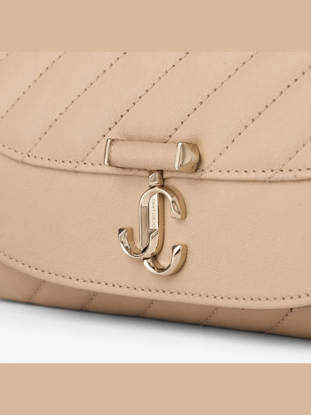 Back view of the Jimmy Choo Curve Wallet with Chain Chai Quilted Biker Leather Wallet with Chain