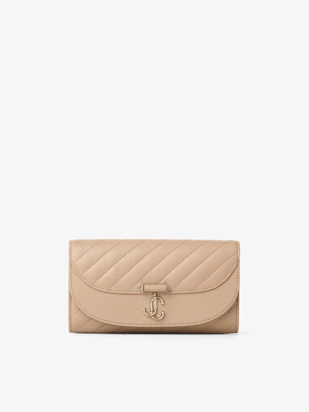 Jimmy Choo Curve Wallet with Chain Chai Quilted Biker Leather Wallet with Chain in chai