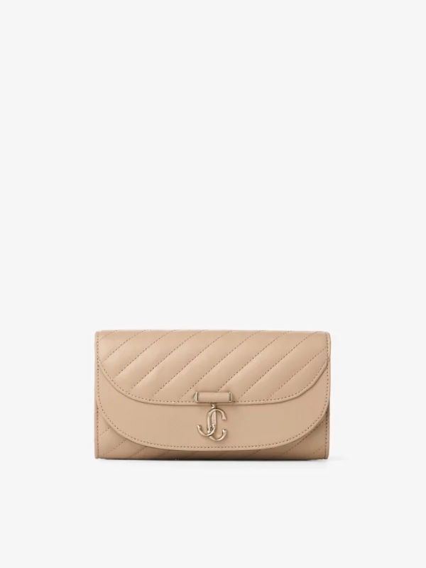 Jimmy Choo Curve Wallet with Chain Chai Quilted Biker Leather Wallet with Chain