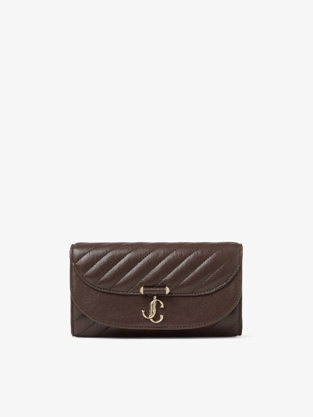 Jimmy Choo Curve Wallet with Chain Chocolate Quilted Biker Leather Wallet Chain in chocolate