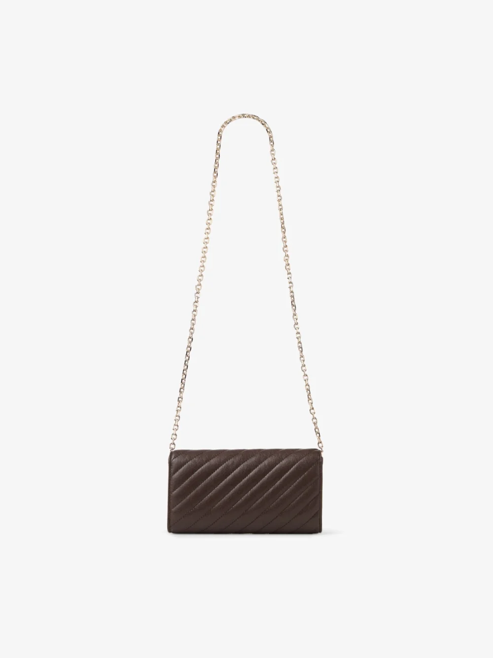 Jimmy Choo Curve Wallet with Chain Chocolate Quilted Biker Leather Wallet Chain, another view