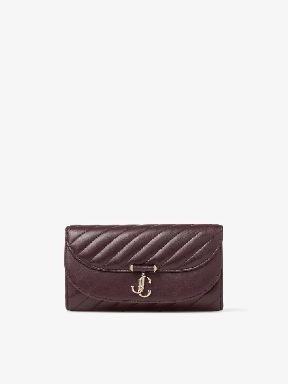 Jimmy Choo Curve Wallet with Chain Deep Merlot Quilted Biker Leather Wallet Chain in deep merlot
