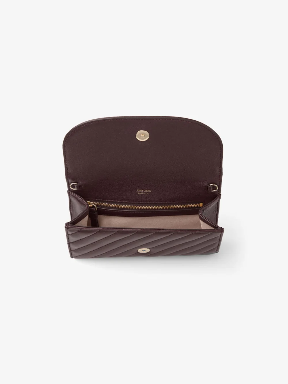 Jimmy Choo Curve Wallet with Chain Deep Merlot Quilted Biker Leather Wallet Chain, another view