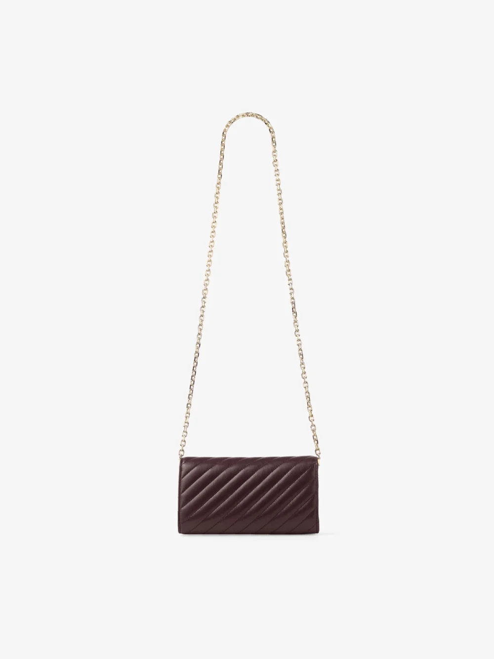 Jimmy Choo Curve Wallet with Chain Deep Merlot Quilted Biker Leather Wallet Chain, another view