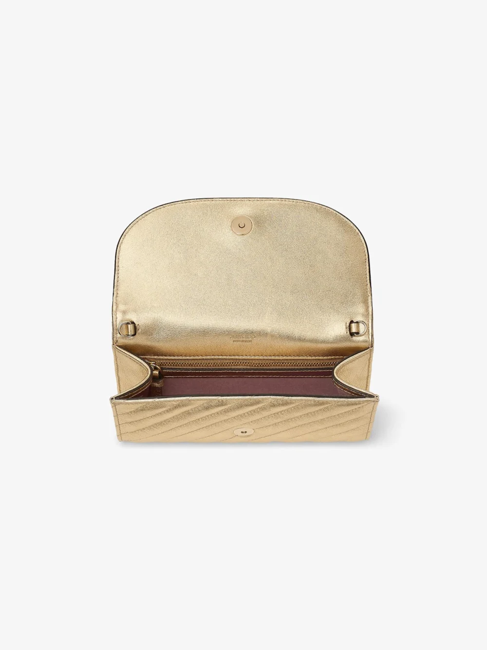 Jimmy Choo Curve Wallet with Chain Shiny Gold Quilted Metallic Leather Clutch, another view