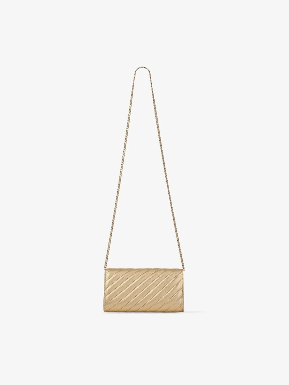 Jimmy Choo Curve Wallet with Chain Shiny Gold Quilted Metallic Leather Clutch, another view