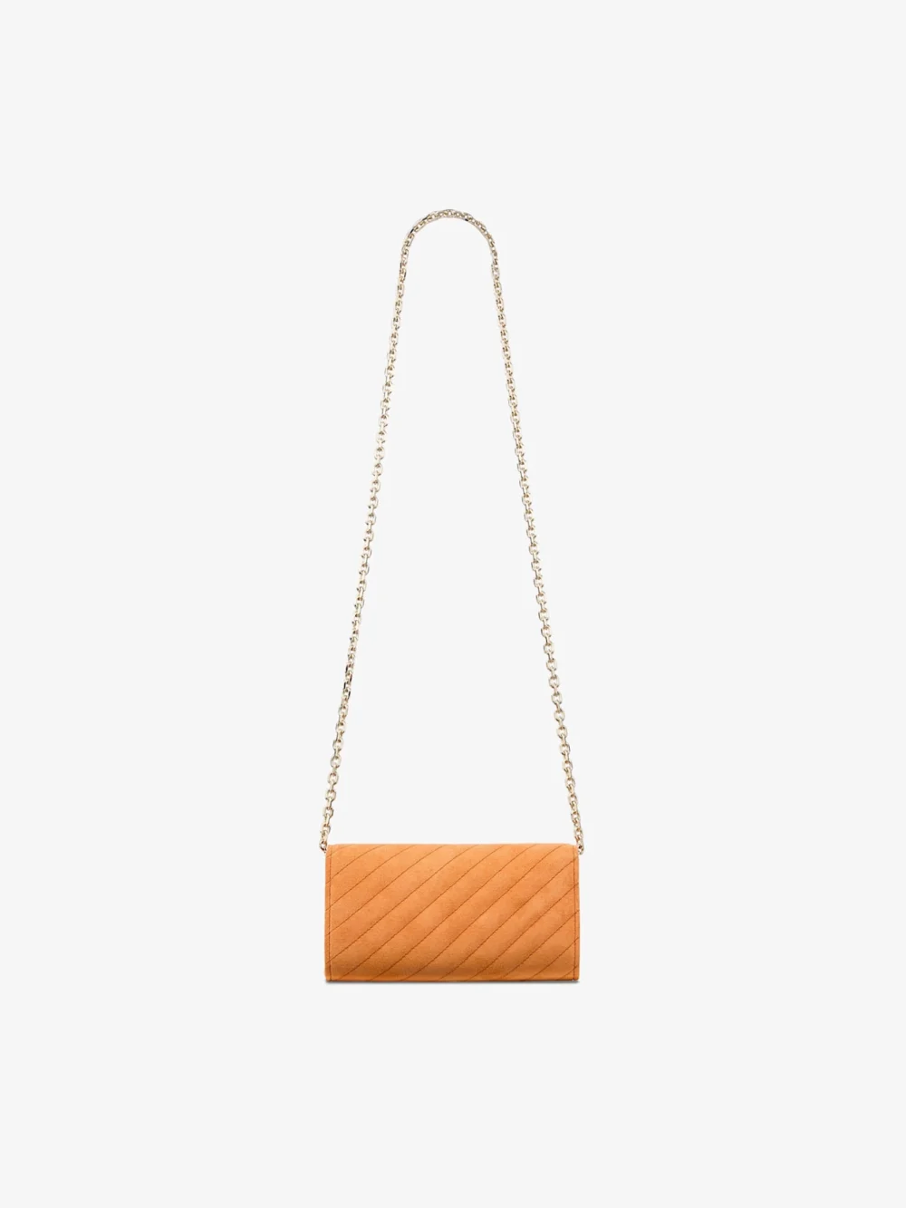 Jimmy Choo Curve Wallet with Chain Sunset Orange Quilted Suede Wallet with Chain, another view