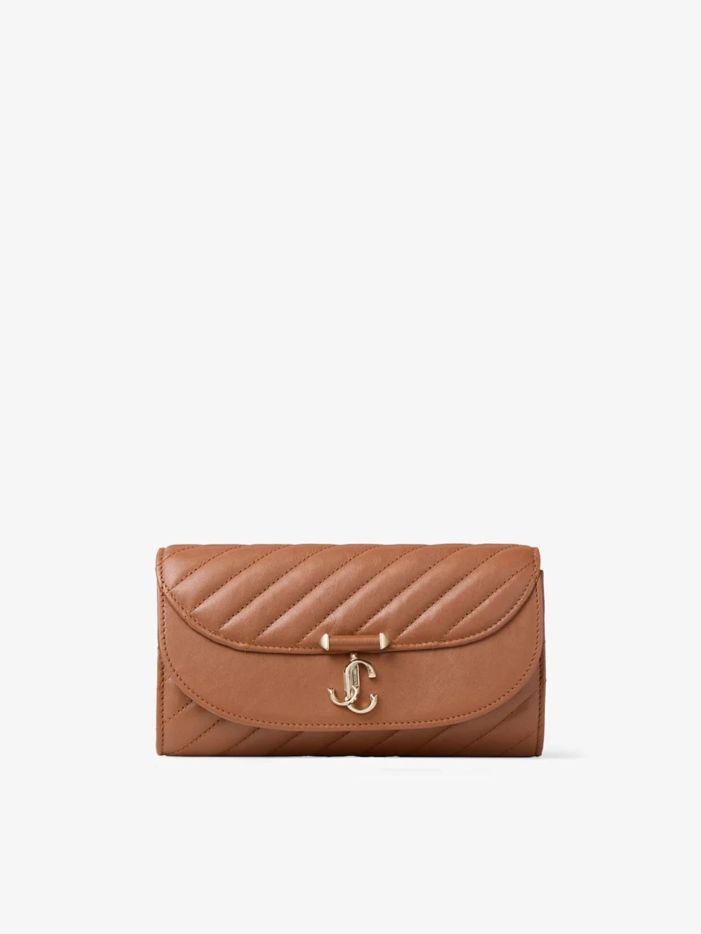 Jimmy Choo Curve Wallet with Chain Tan Quilted Biker Leather Wallet with Chain in tan