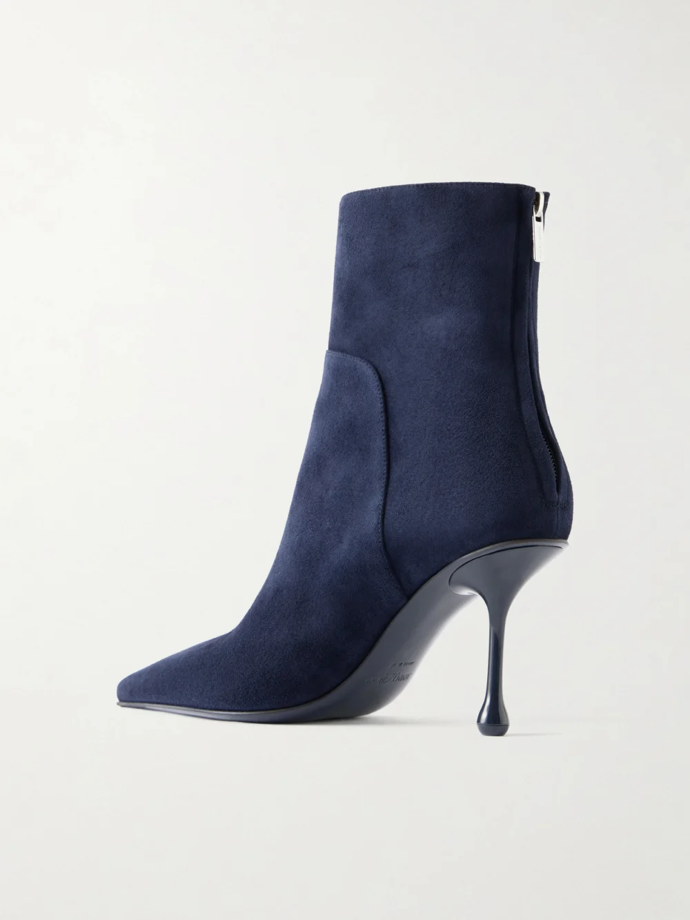 Back view of the Jimmy Choo Cycas 80 Logo-embellished Suede Ankle Boots