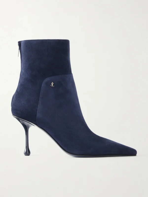 Jimmy Choo Cycas 80 Logo-embellished Suede Ankle Boots