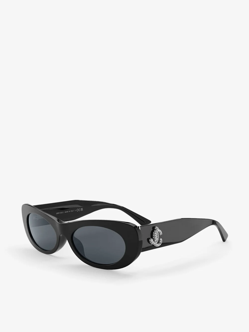 Side view of the Jimmy Choo Danny Black Oval Sunglasses