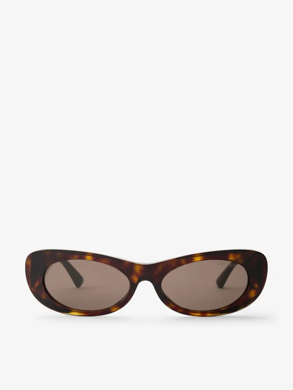 Jimmy Choo Danny Brown Havana Oval Sunglasses
