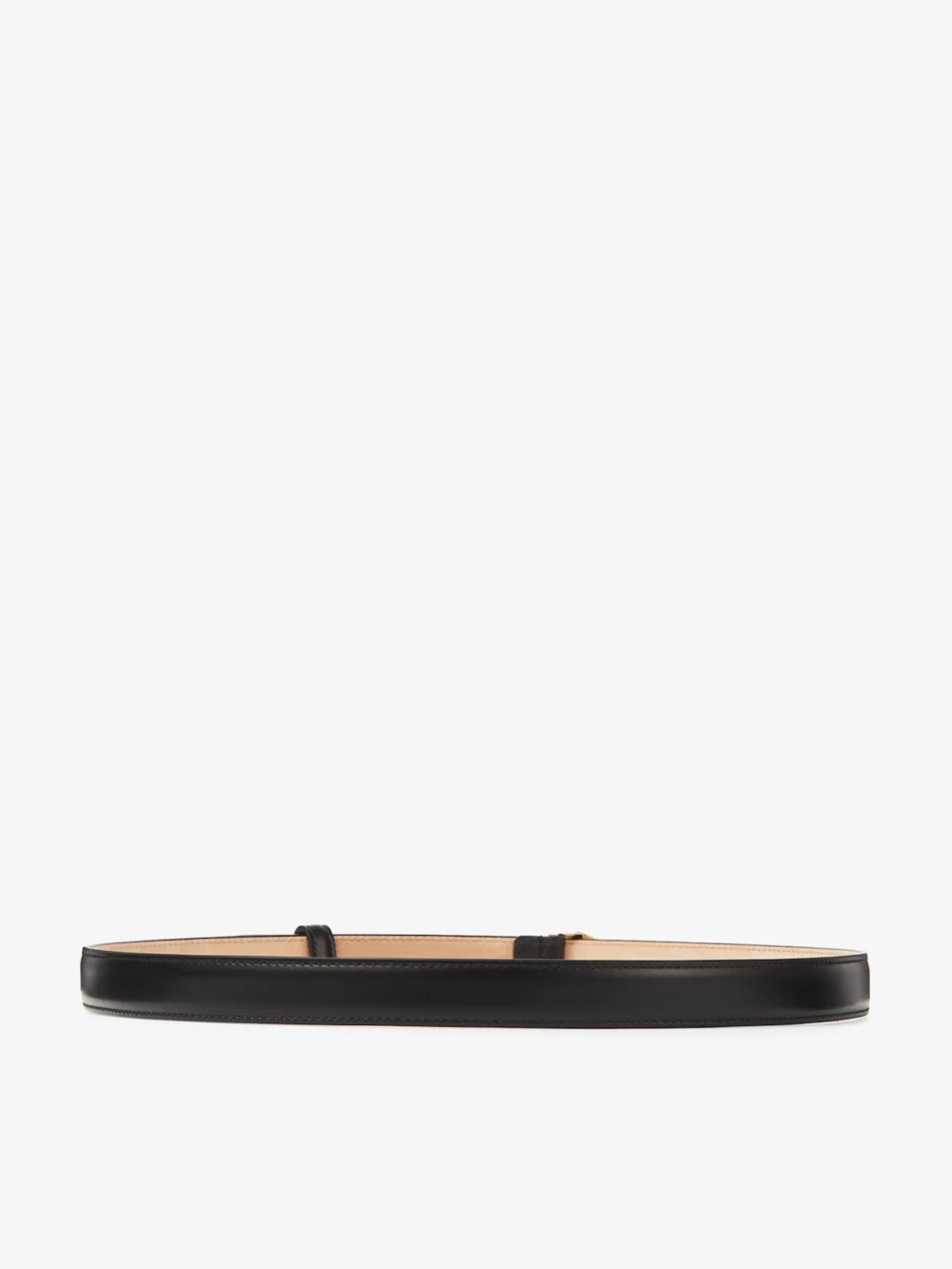 Close-up detail of the Jimmy Choo Diamond Clasp Belt Black Leather Clasp Belt