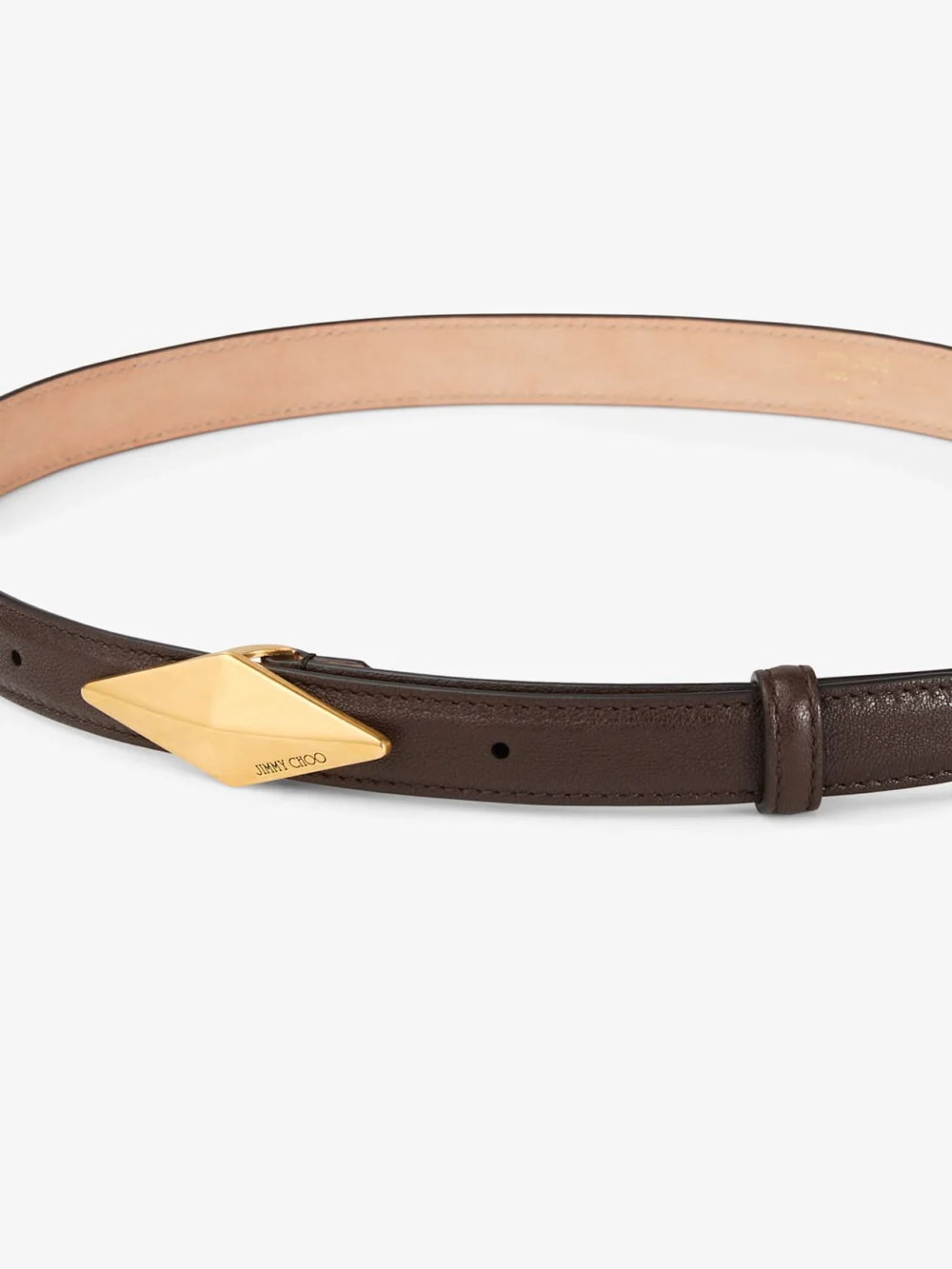 Back view of the Jimmy Choo Diamond Clasp Belt Chocolate Biker Leather Clasp Belt