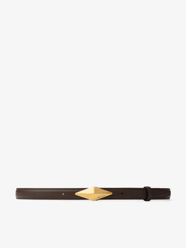 Jimmy Choo Diamond Clasp Belt Chocolate Biker Leather Clasp Belt