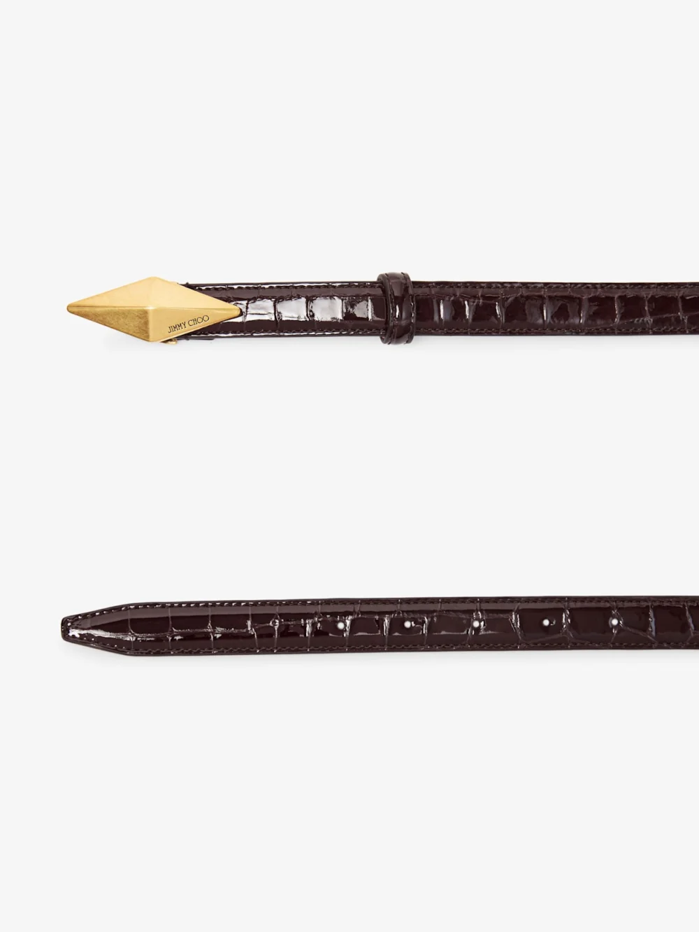 Jimmy Choo Diamond Clasp Belt Sambuco Shiny Croc Embossed Leather Belt, another view