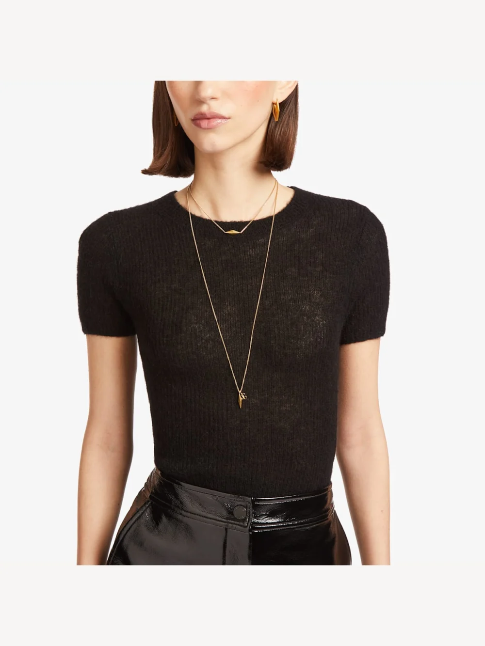 Side view of the Jimmy Choo Diamond Fine Chain Gold Finish Fine Chain Necklace