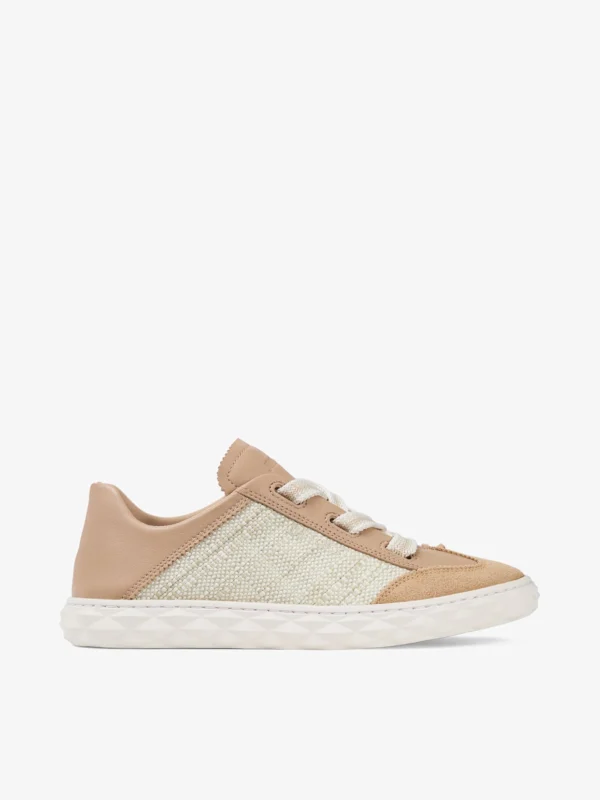 Jimmy Choo Diamond Light Flex F Chai and Natural Leather Mix and Fine Raffia Trainers